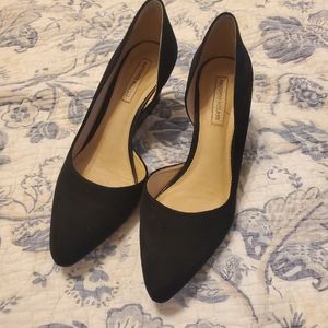 Antonio Melani Black Suede D'orsay Wedge Pumps